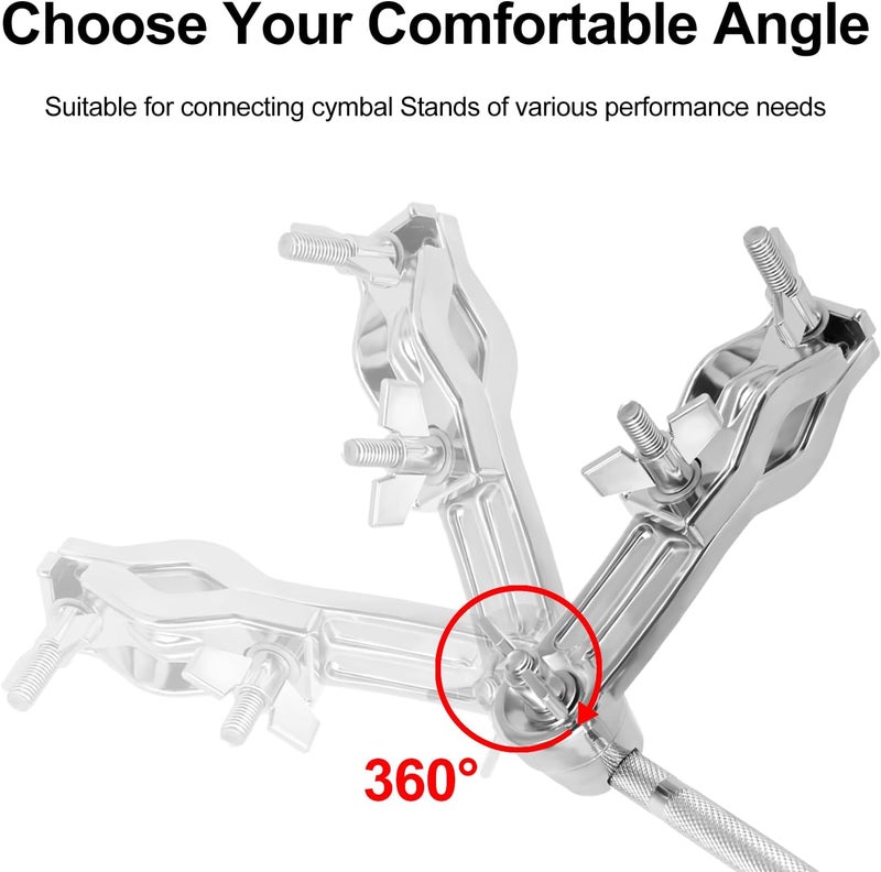 RANMING Hi-hat Cymbal Clamp Cymbal Stand Arm for Drum Set L-Shaped Cymbal Clamp,Adjustable Cymbal Arm for 15-28mm Cymbal Stands,Hi Hat Cymbal Stand Extension Arm for Drummer Beginner - Image 3